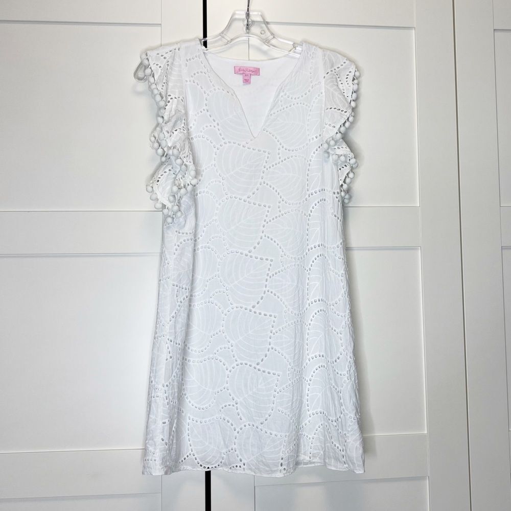 Lilly Pulitzer Astana Dress Leaf Eyelet‎ Resort White XXS